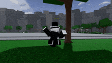 a person in a top hat is standing next to a tree in a game