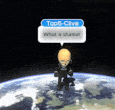 a cartoon character with a speech bubble that says top5-clive
