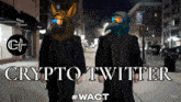 a poster for crypto twitter shows two people walking down a street