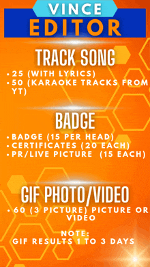 a vince editor track song badge and gif photo / video