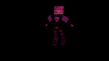 a purple and orange minecraft character with a purple background