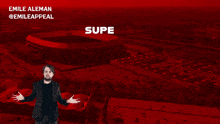 a man in a suit stands in front of a red background with the words super feyenoord you make us happy