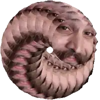 a man with a beard is surrounded by a circle of his faces