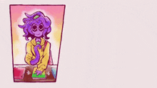 a comic strip shows a girl holding a book and a sign that says con fam on it