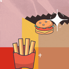a mcdonald 's logo with a hamburger and french fries
