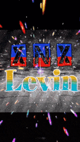 the name levin is displayed in a colorful graphic