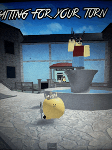 a screenshot of a video game with the words " waiting for your turn " at the top