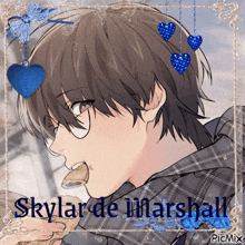 a picture of a boy with the name skylar de marshall on the bottom