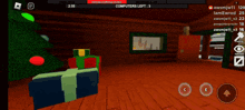a screen shot of a video game with a christmas tree and presents