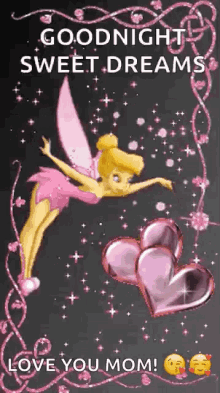 sweet dreams tinker bell goodnight pink heart