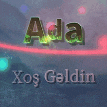the word ada is on a purple background