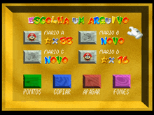 a video game screen that says escolha um arquivo on top