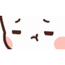 a cartoon face with a sad expression and a pink nose and mouth .
