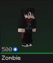 a minecraft character with the name zombie on the bottom right