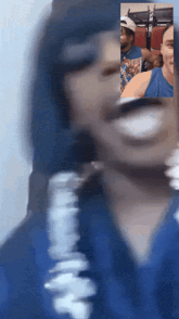 a blurry picture of a person wearing a shirt that says ' a '