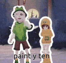 a boy and a girl are standing next to each other with the words paint y ten written on the bottom