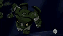 a cartoon of a robot with a star on his chest and a hub logo in the corner