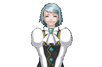 a drawing of a girl with blue hair and a bow tie crying