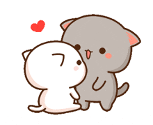 a cartoon of two cats hugging each other with a heart above them