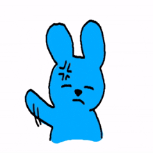 cheeky blue rabbit doodle animals