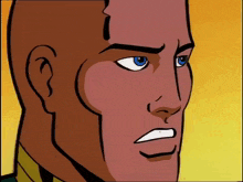 a cartoon drawing of a man with blue eyes