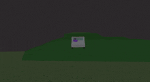a computer generated image of a field with trees and a white object in the middle