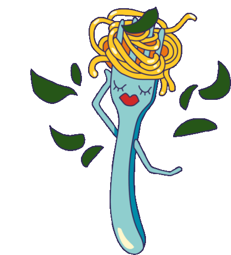 Elegant Fork Using Spaghetti As Hair Sticker - Fullof Emotion Google Stickers