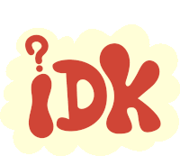 Idk Idk In Red Bubble Letters With White Cloud Background Sticker