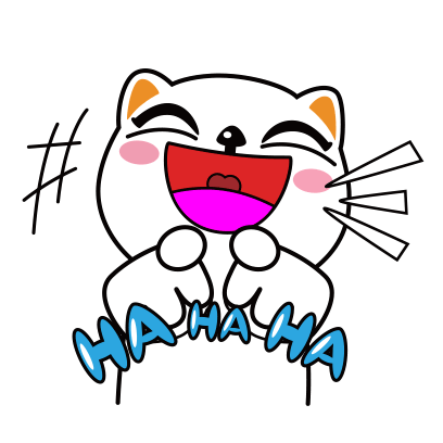 White Cat Sticker - White Cat Haha Stickers