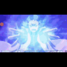 a computer screen shows a cartoon character with a blue light coming out of his hands ..