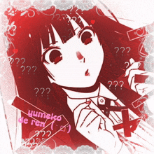 a drawing of a girl with the name yumeko on the bottom