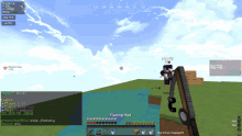a screenshot of a minecraft game with a fishing rod in the foreground
