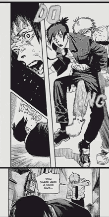 a man in a suit and tie is being attacked by another man in a suit and tie