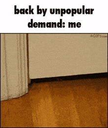 a picture of a door with the words " back by unpopular demand : me "