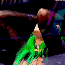 a painting of a person with green hair and the words " thenextbig thing " on the bottom