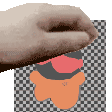 a hand is holding a piece of paper with a picture of a bear on it