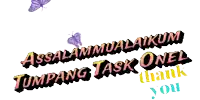 a purple butterfly is flying over the words assalamualaikum tumpang task onel
