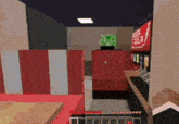 a minecraft screenshot of a restaurant with a mocha cola machine