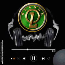 a pair of headphones with a green and gold logo on them