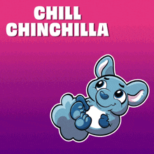 a cartoon drawing of a chinchilla laying on a cloud