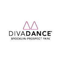 the logo for divadance brooklyn prospect park is a pink and black logo on a white background .
