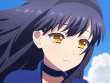 a close up of a girl 's face with tears running down her face