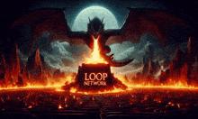 a dragon is coming out of a cauldron that says loop network on it