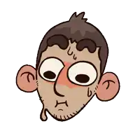 a cartoon drawing of a man 's face with big eyes and a beard