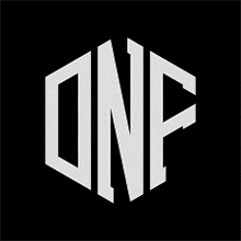 a white logo on a black background that looks like a hexagon .