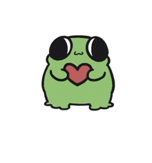 a frog with a heart in its mouth