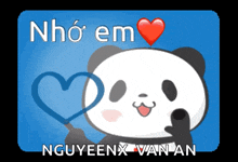 a cartoon panda bear with a heart and the name nguyenx van an below it
