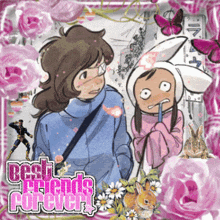 a picture of a boy and a girl with the words " best friends forever "