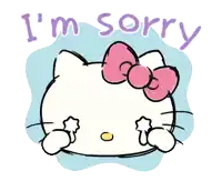 a drawing of hello kitty with the words i 'm sorry behind her