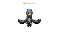 a pixel art of a person wearing a hat with the name madroquinha above it